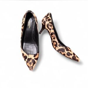 Coach calf hair leopard print pump